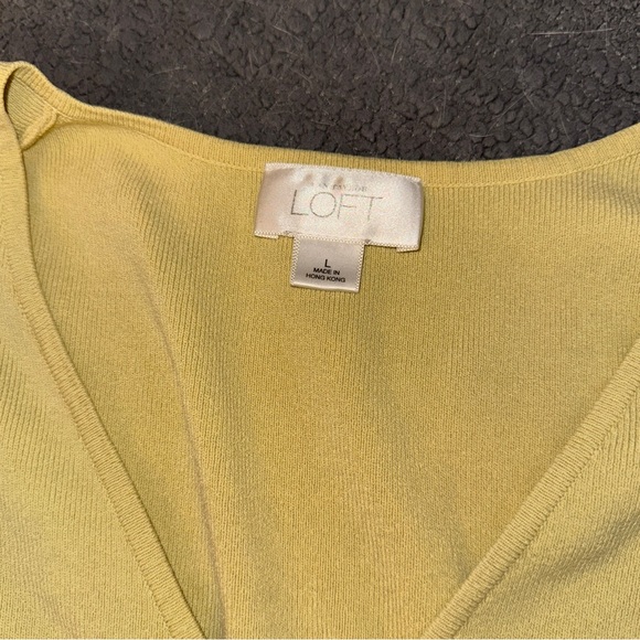 LOFT Light Yellow Wrap Blouse with Tie, Sz L - Picture 7 of 9